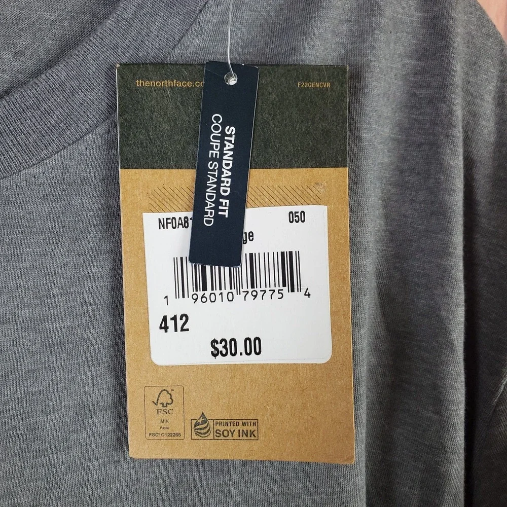 The North Face Tee Shirt Mens XL Gray Neon Graphic Cotton Standard Fit Crew Neck